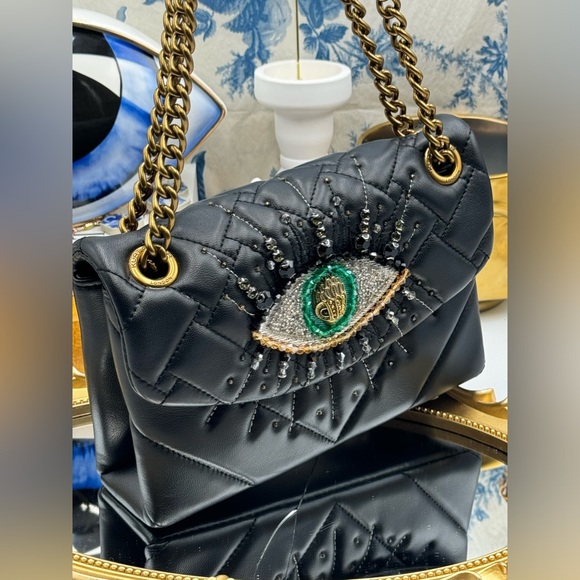 🆕 KURT GEIGER LONDON 🧿NWOT Leather Mini Kensington Rhinestone Eye Crossbody - Picture 6 of 15